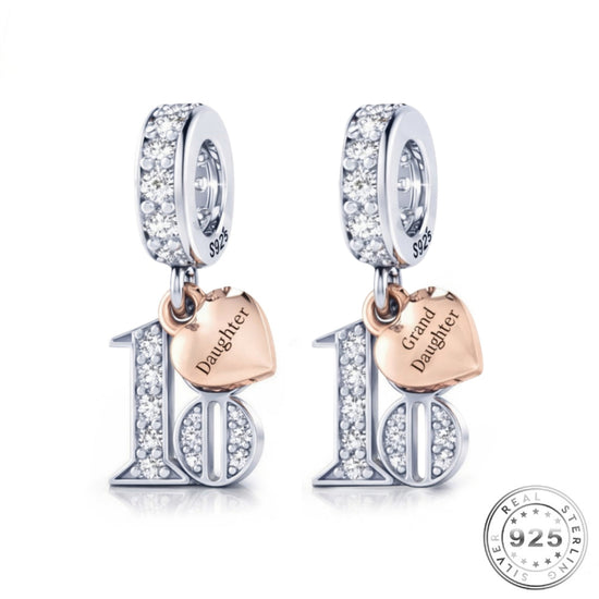 Pandora fitting 18th Birthday Charm 925 Sterling Silver Personalised heart tag - Daughter or Granddaughter