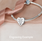 Cendres gravées et breloque coeur en résine en argent sterling 925