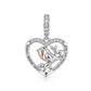 Pandora fitting Robin Charm 925 Sterling Silver & Rose Gold Memorial 