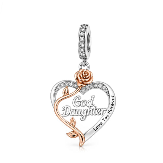 Pandora fitting God Daughter Charm 925 Sterling Silver & Rose Gold
