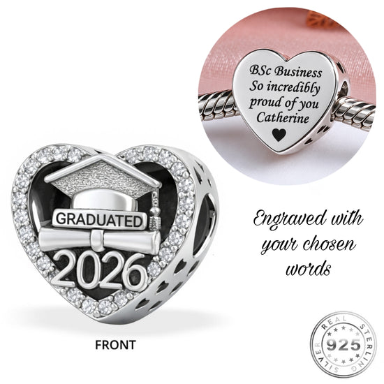 Pandora fitting Engraved Graduation 2026 Charm 925 Sterling Silver