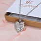 Engraved Cremation Ashes Angel Wing Heart Urn Necklace Silver