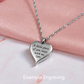 Engraved Cremation Ashes Angel Wing Heart Urn Necklace Silver