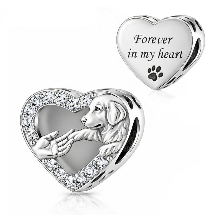 Pandora fitting Dog Heart Charm 925 Sterling Silver - Forever in my heart