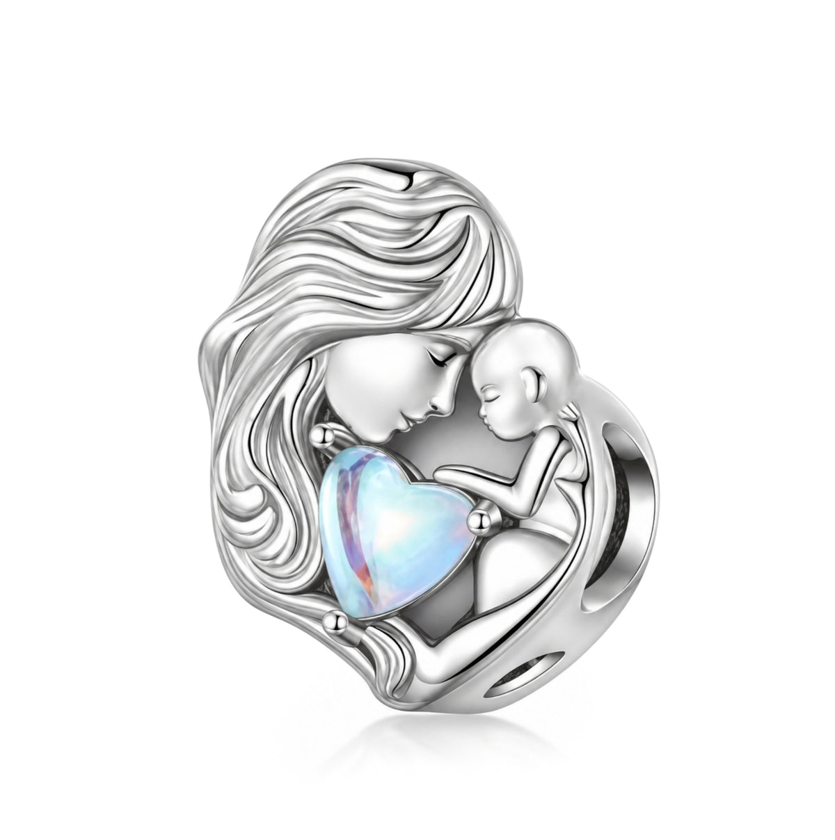 Pandora fitting Mum Mummy & Baby Charm 925 Sterling Silver & Moonstone