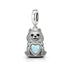 Pandora fitting Pomeranian Dog Charm 925 Sterling Silver & Opal Heart
