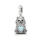 Pandora fitting Pomeranian Dog Charm 925 Sterling Silver & Opal Heart