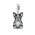 Pandora fitting Boston Terrier Dog Charm 925 Sterling Silver & Opal Heart