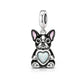 Pandora fitting Boston Terrier Dog Charm 925 Sterling Silver & Opal Heart