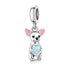 Pandora fitting Chihuahua Dog Charm 925 Sterling Silver & Opal Heart