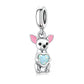 Pandora fitting Chihuahua Dog Charm 925 Sterling Silver & Opal Heart