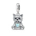 Pandora fitting Yorkshire Terrier Dog Charm 925 Sterling Silver & Opal Heart