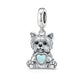Pandora fitting Yorkshire Terrier Dog Charm 925 Sterling Silver & Opal Heart