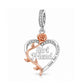 Pandora fitting Girlfriend Heart Charm 925 Sterling Silver & Rose Gold