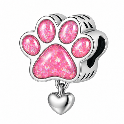 Engraved Ashes & Resin Cat / Dog Paw Charm 925 Sterling Silver