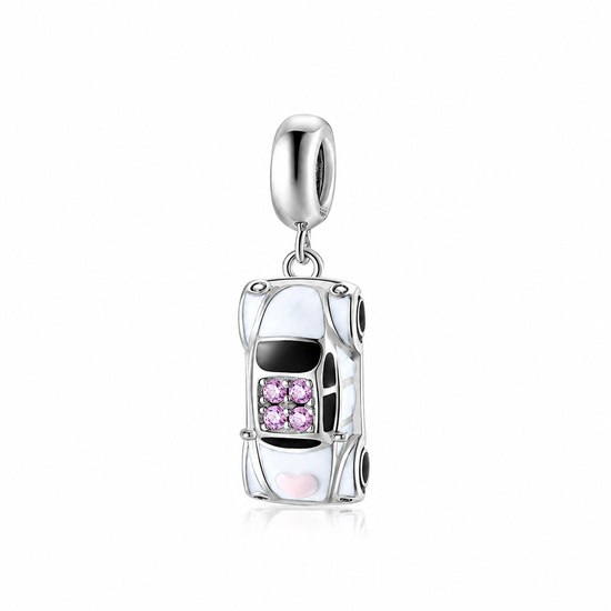 Pandora fitting Car Charm Pink & White 925 Sterling Silver