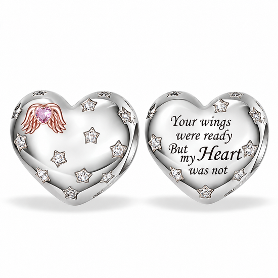 Angel Wings Charm 925 Sterling Silver   - fits Pandora - Memorial 