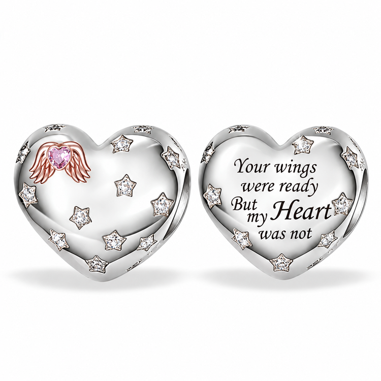 Angel Wings Charm 925 Sterling Silver   - fits Pandora - Memorial 