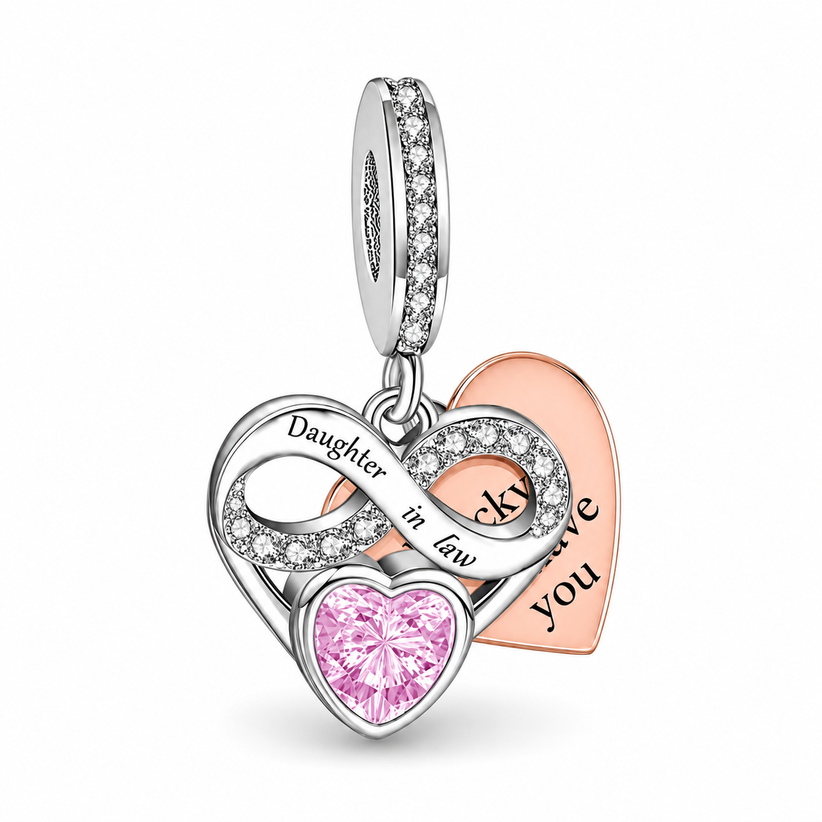 Pandora fitting Daughter In Law Charm 925 Sterling Silver & Rose Gold