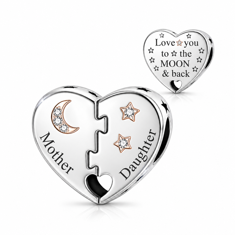 Pandora fitting Mum Mother & Daughter Charm 925 Sterling Silver - Love You to the Moon