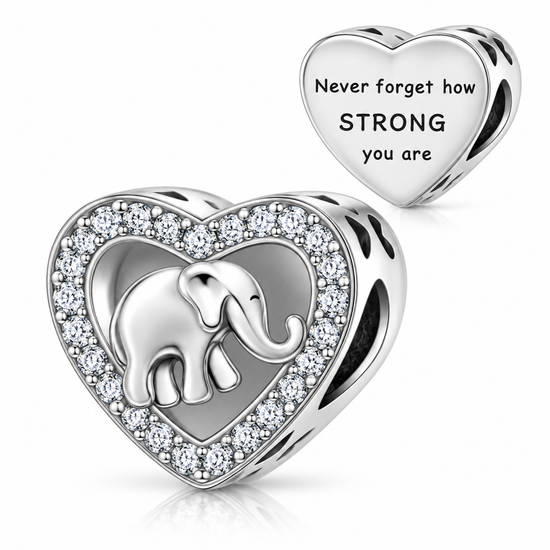 Pandora fitting Elephant Charm 925 Sterling Silver - Never forget how STRONG you are