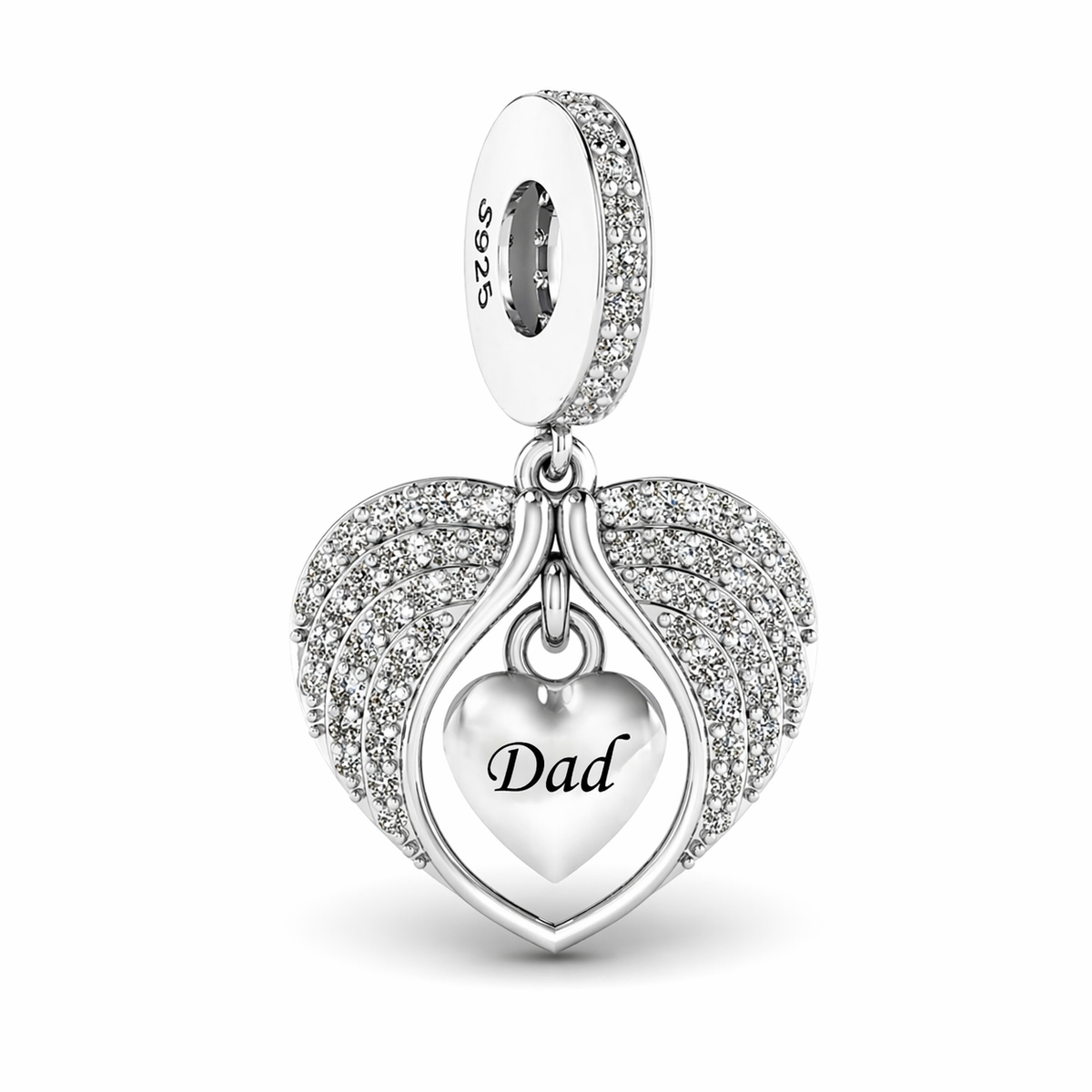 Pandora fitting Dad Angel Wings Charm 925 Sterling Silver MEMORIAL 