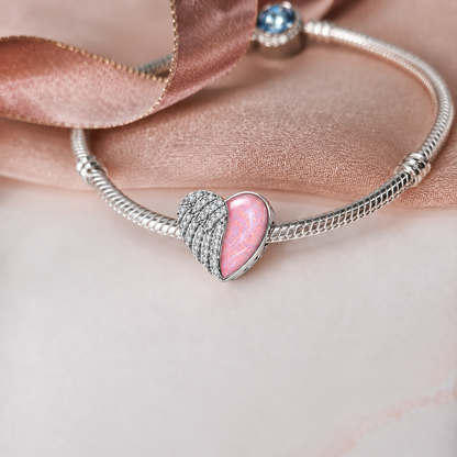 Engraved Ashes & Resin Angel Wing Charm 925 Sterling Silver