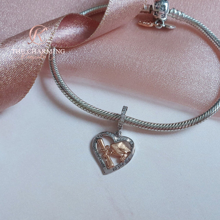 Graduation Charm Genuine 925 Sterling Silver - Graduating / Leaving School or College Gift