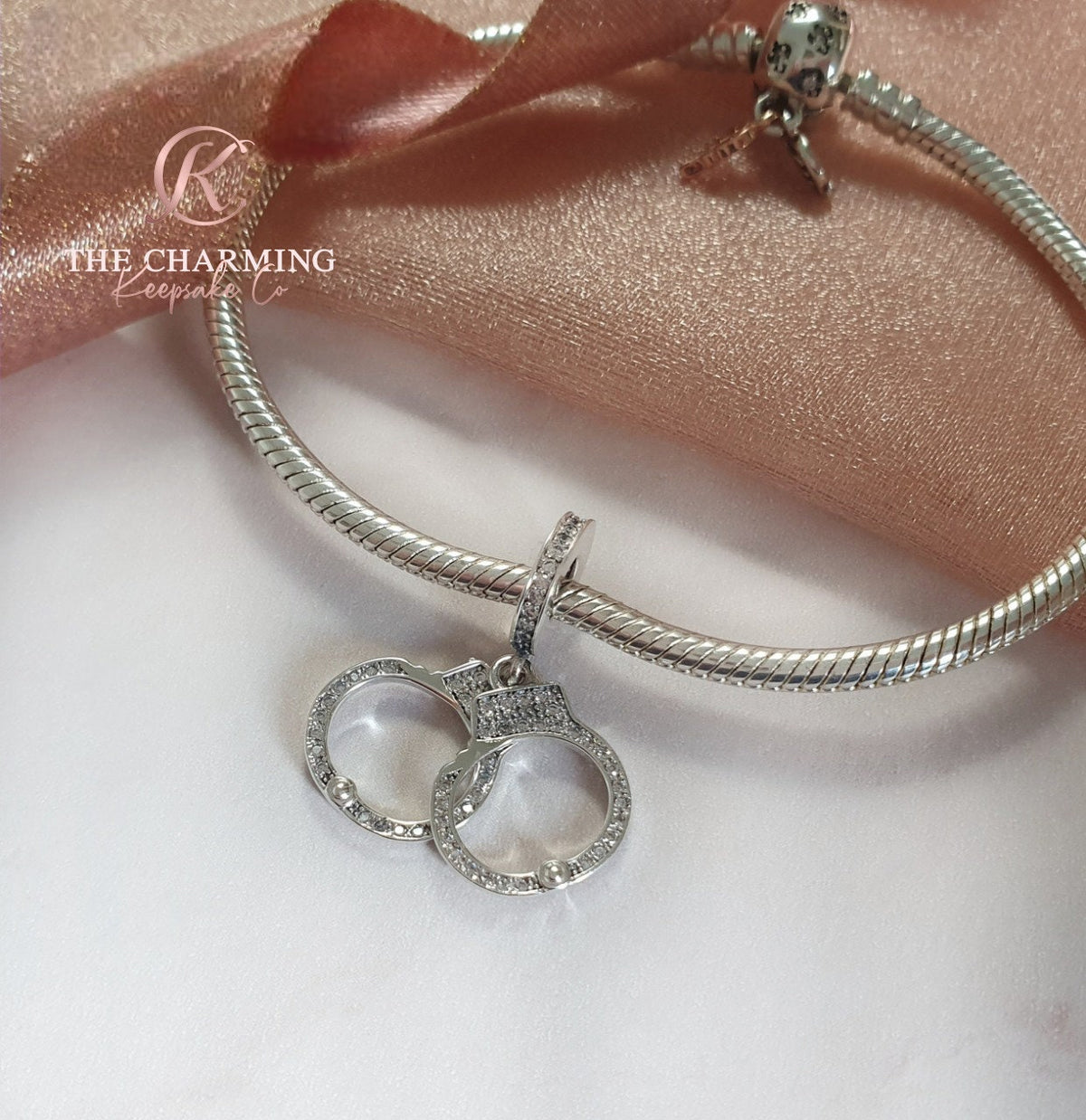 Handcuffs Charm Genuine 925 Sterling Silver