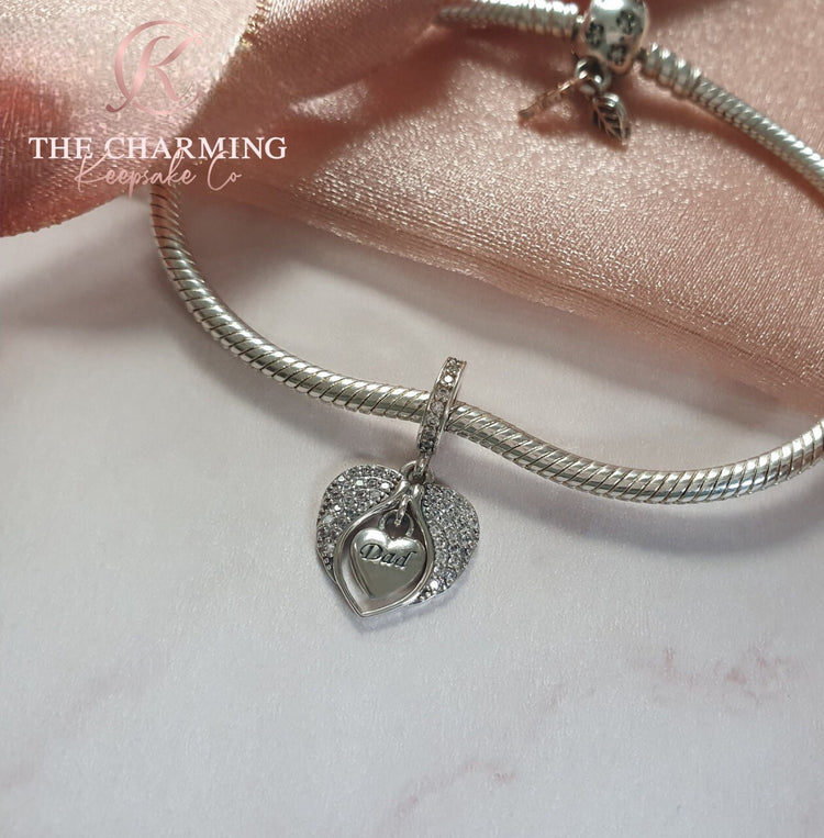 Dad Angel Wings Charm Genuine 925 Sterling Silver Memorial Charm