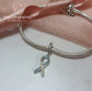 Down Syndrome Awareness Ribbon Charm Genuine 925 Sterling Silver - Blue and Yellow
