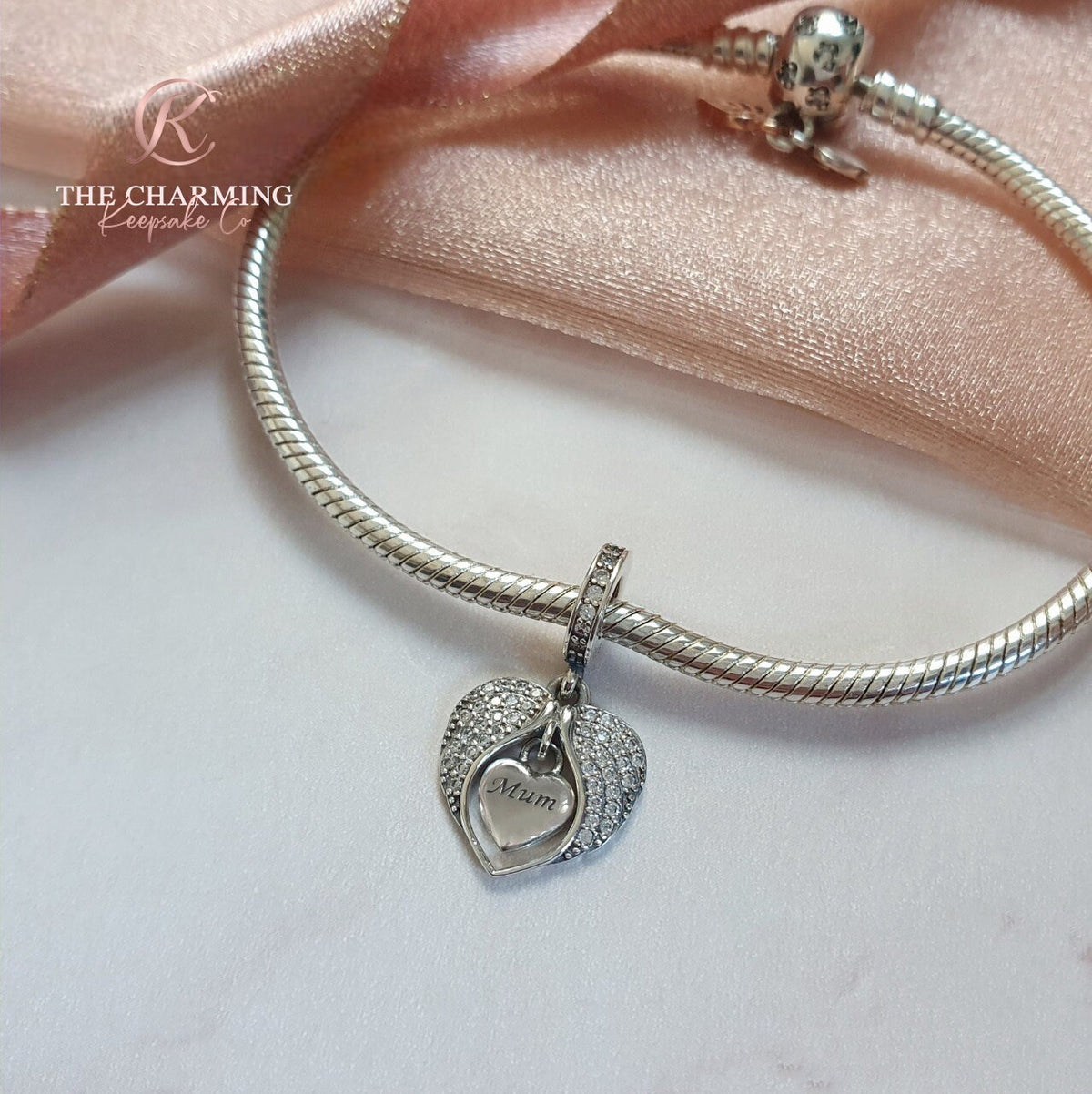 Mum Angel Wings Charm Genuine 925 Sterling Silver - Memorial Charm