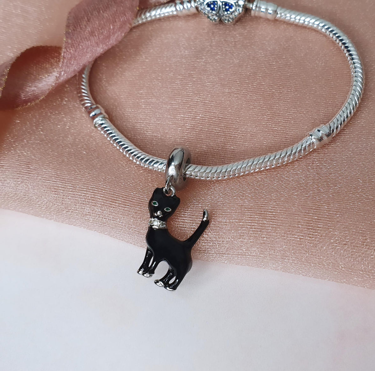 Black Cat Charm Genuine 925 Sterling Silver
