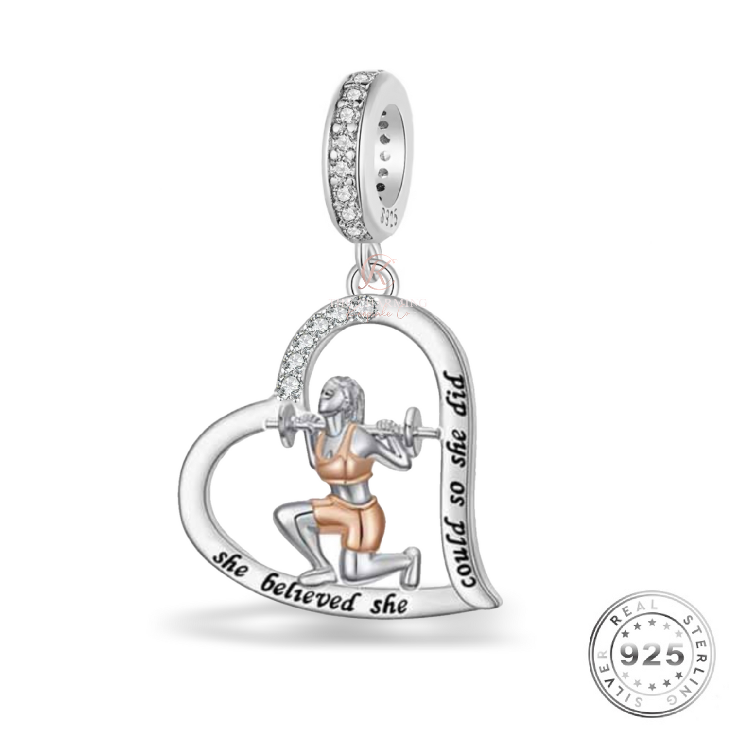 Weight lifting / Fitness Charm 925 Sterling Silver - Best friend gift - fits Pandora
