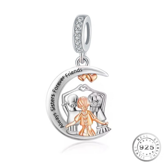 Three Sisters Charm Genuine 925 Sterling Silver & Rose Gold fits PANDORA