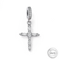 Crystal Cross Dangle Charm 925 Sterling Silver fits Pandora