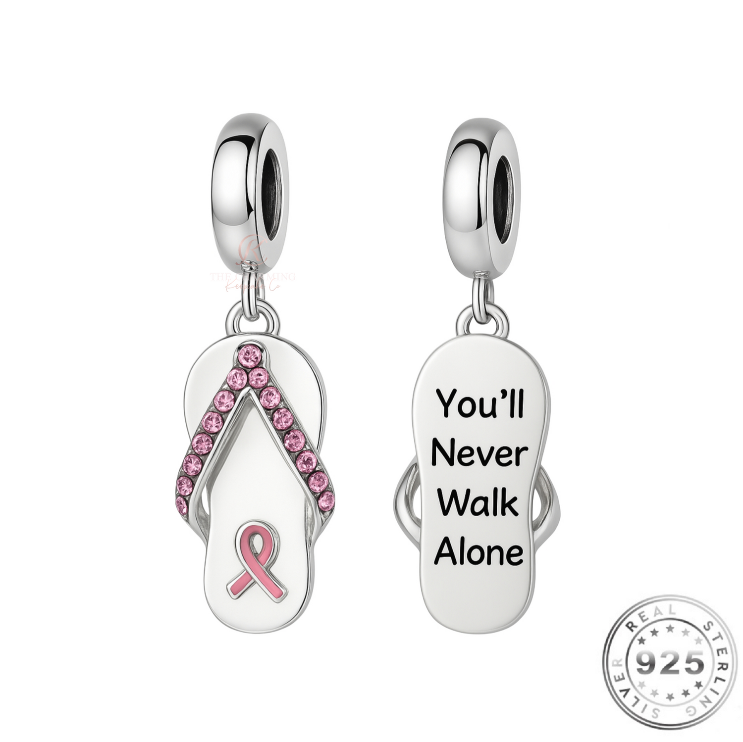 Pink Cancer Ribbon Shoe Charm You&