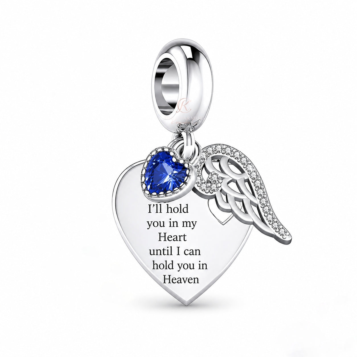 Angel Wings Charm 925 Sterling Silver - Pink or Blue Memorial - fits Pandora