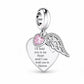 Angel Wings Charm 925 Sterling Silver - Je te tiendrai dans mon coeur - Rose ou Bleu