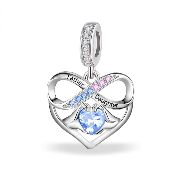 Dad Father & Daughter Heart Dangle Charm 925 Sterling Silver fits pandora