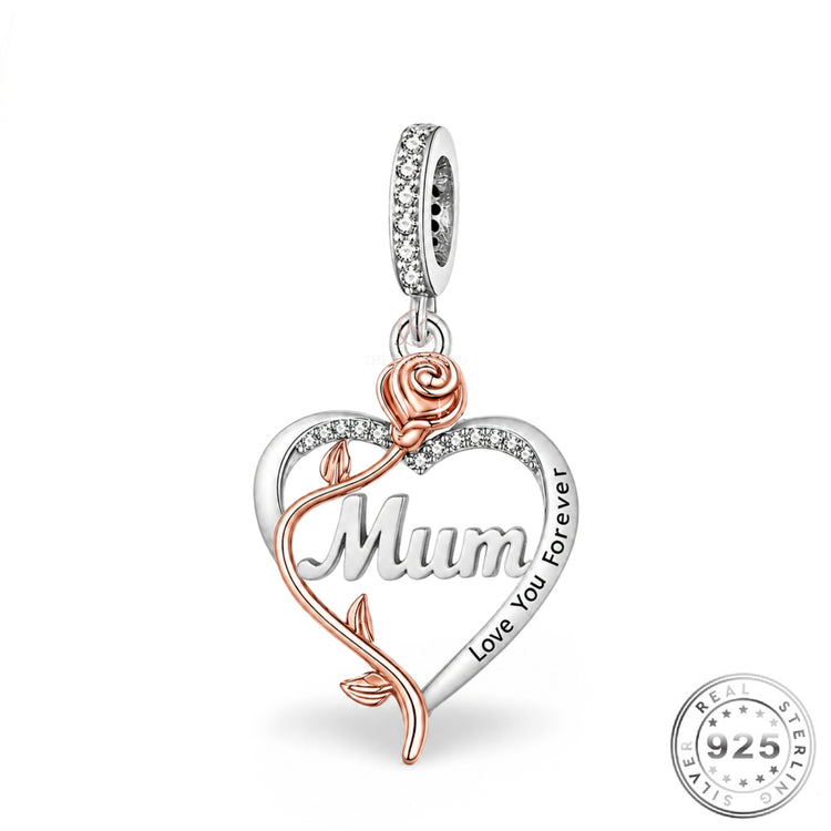 Pandora fitting Mum Dangle Charm 925 Sterling Silver & Rose Gold