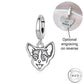 Pandora fitting Engraved Chihuahua Charm 925 Sterling Silver - Personalised clip on lobster clasp