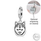 Pandora fitting Engraved Husky Dog Charm 925 Sterling Silver - Personalised