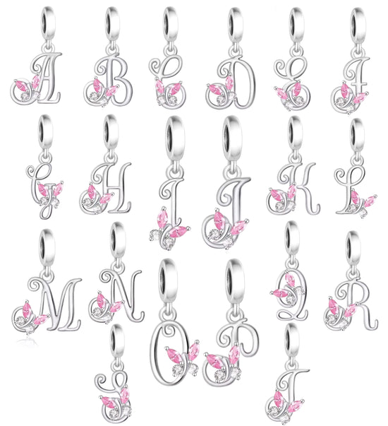 Pandora fitting Alphabet Letter / Initial Charm 925 Sterling Silver & Butterfly Birthday gift