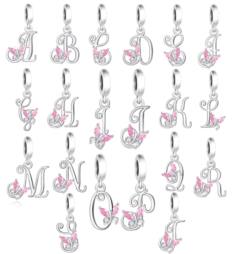 Pandora fitting Alphabet Letter / Initial Charm 925 Sterling Silver & Butterfly Birthday gift
