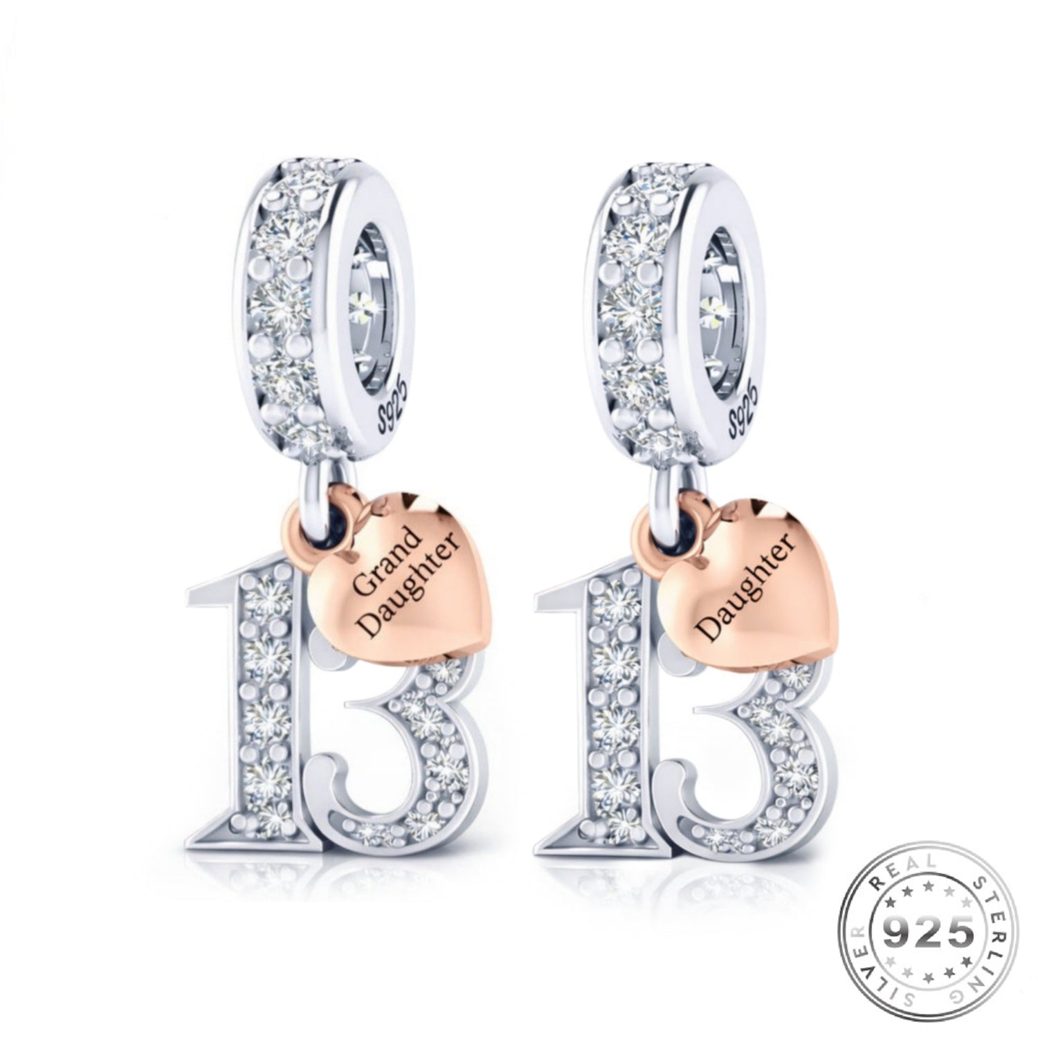 Pandora fitting 13th Birthday Charm 925 Sterling Silver Daughter or Granddaughter