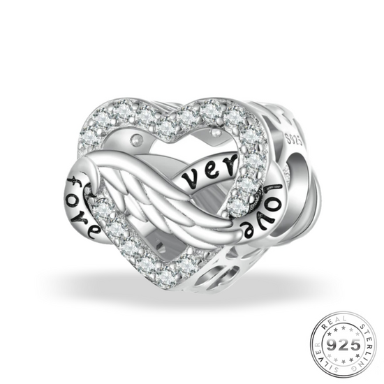 Angel Feather Infinity Charm 925 Sterling Silver