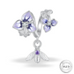 Flowers & Bee Charm 925 Sterling Silver & Purple