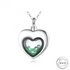 Cremation Ashes Green Crystal Heart Urn Necklace 925 Sterling Silver