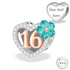 Engraved 16th Birthday Charm 925 Sterling Silver- Personalised With Your Text (fits Pandora bracelets)